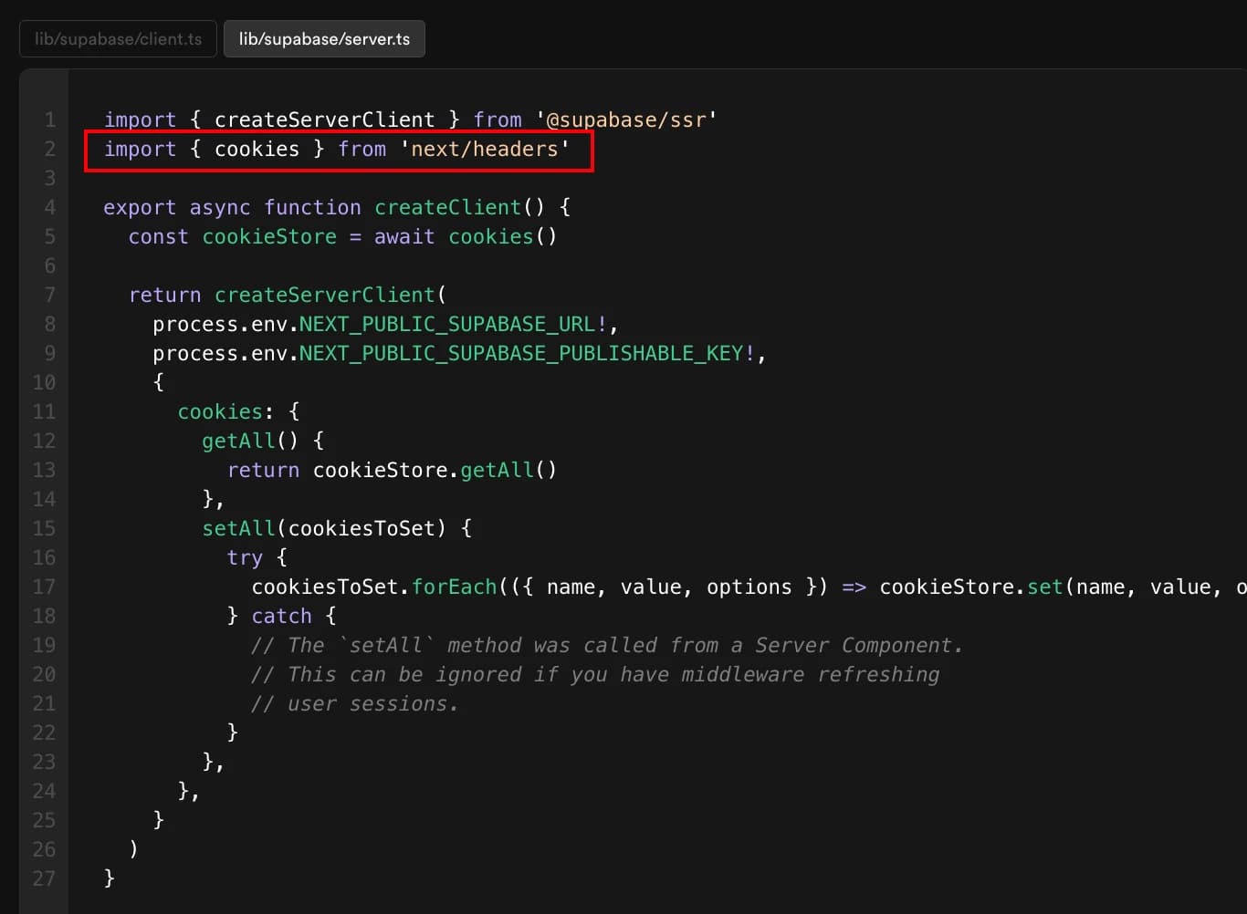 Supabase SSR 공식문서